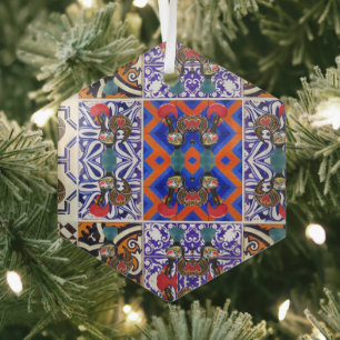 Portuguese folk art glass ornament