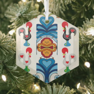 Portuguese folk art glass ornament