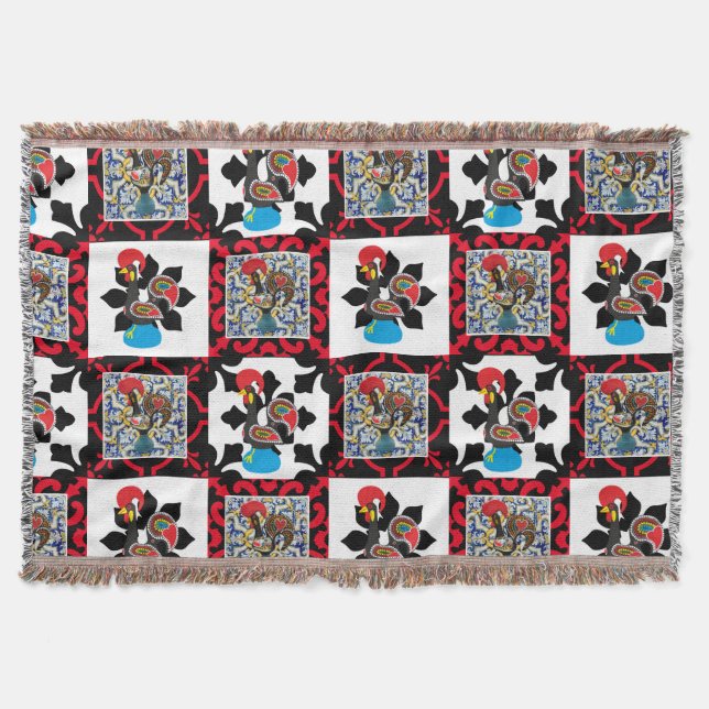 Portuguese folk art throw blanket (Front)