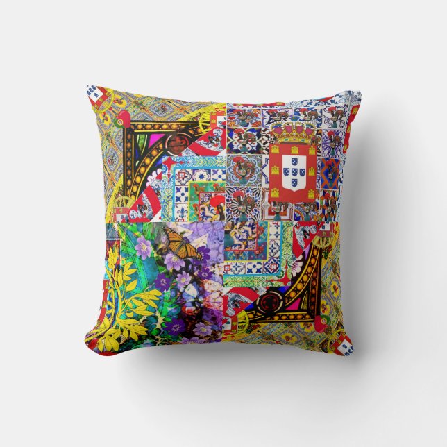 Portuguese folk art throw pillow (Front)
