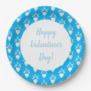 Portuguese folk heart in blossom pattern paper plates