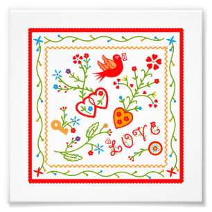Portuguese folk lovers handkerchiefs pattern photo print
