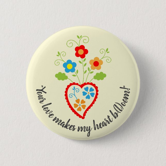 Portuguese folk romantic heart   button (Front)