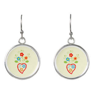 Portuguese folk romantic heart earrings