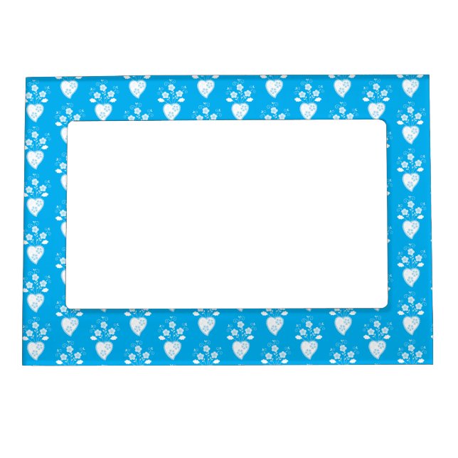 Portuguese folk romantic heart in blossom pattern magnetic frame (Front)