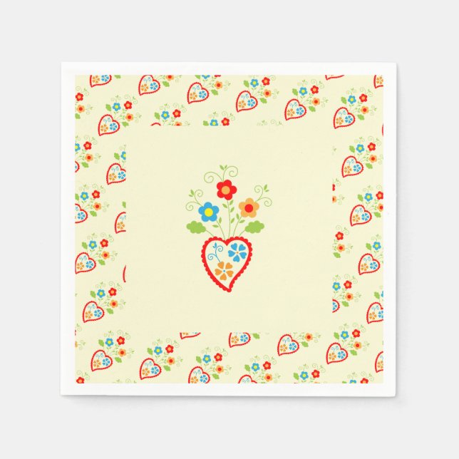 Portuguese folk romantic heart napkins (Front)