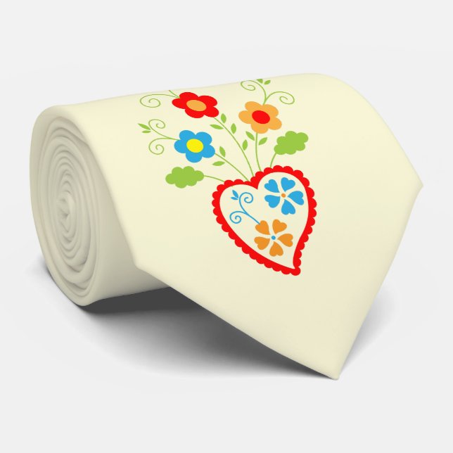 Portuguese folk romantic heart neck tie (Rolled)