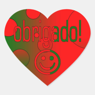 Portuguese Gifts Thank You Obrigado Face Heart Sticker