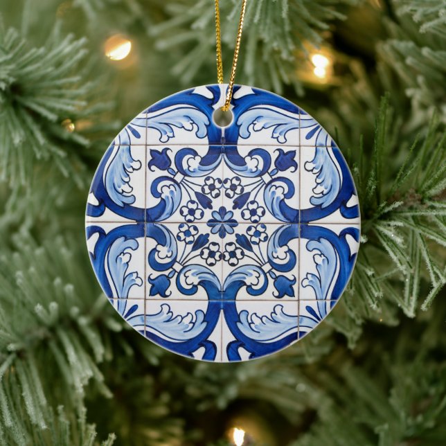Portuguese Glazed Tiles Ceramic Ornament (Tree)