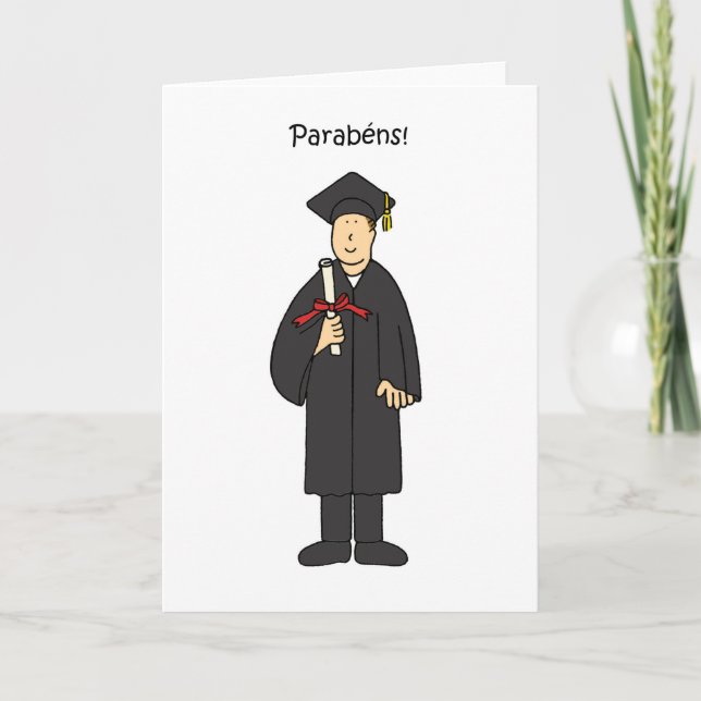Portuguese Graduation Congratulations for Him Card (Front)