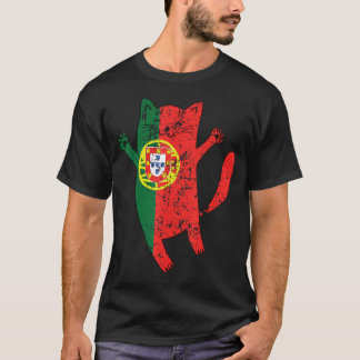 Portuguese Happy Cat Portugal Flag T-Shirt