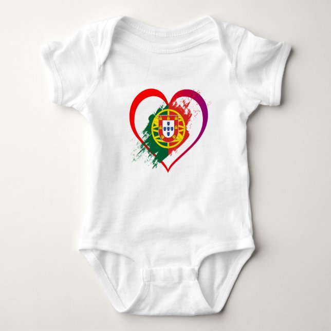 Portuguese heart baby bodysuit (Front)