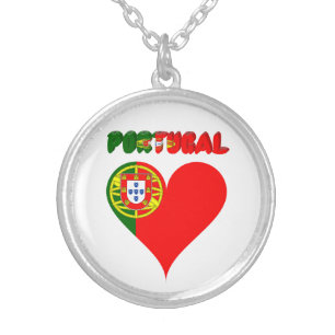 Portuguese heart silver plated necklace