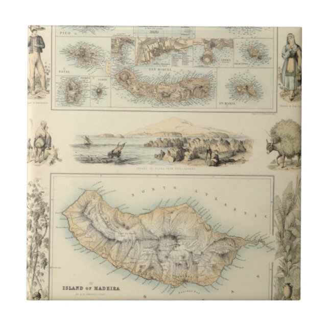 Portuguese Islands in the Atlantic Ocean Ceramic Tile (Front)
