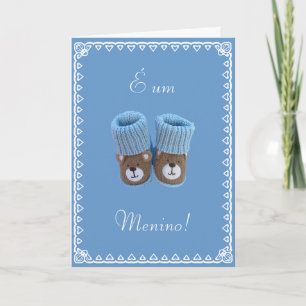 Portuguese: It's a boy -booties / É um Menino! Announcement