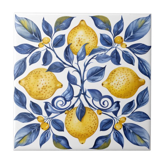 Portuguese Lemon Mediterranean  Ceramic Tile (Front)