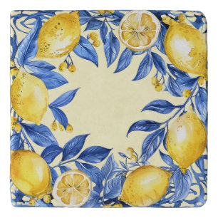 Portuguese Lemons on Blue Trivet