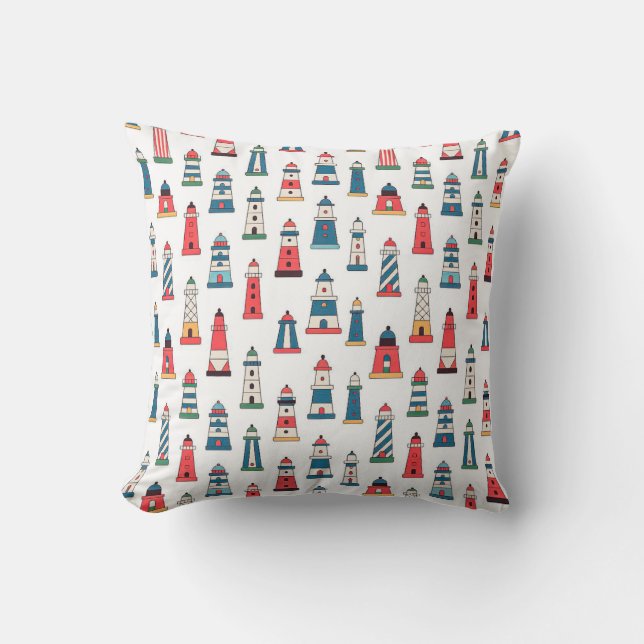 Portuguese Lighthouse Pattern Throw Pillow – Coast (Front)