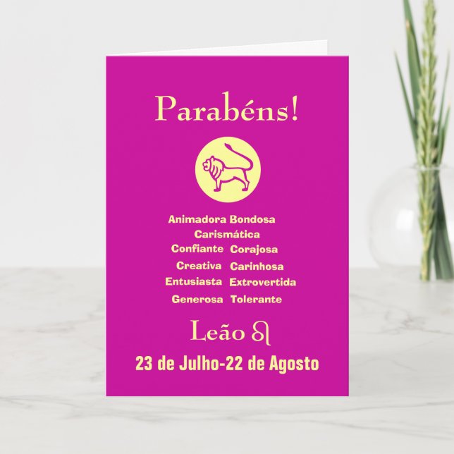 Portuguese: Lion 's Birthday - Parabens Leone! Card (Front)