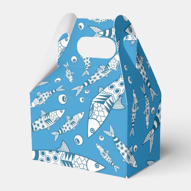 Portuguese Lisbon Sardines Pattern Azulejos Blue Favor Boxes (Front Side)