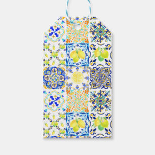 Portuguese Majolica Azulejo Mediterranean Lemon Gift Tags