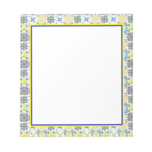Portuguese Majolica Azulejo Mediterranean Lemon Notepad