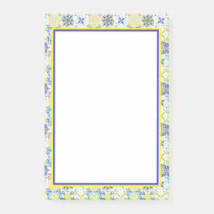 Portuguese Majolica Azulejo Mediterranean Lemon Post-it Notes