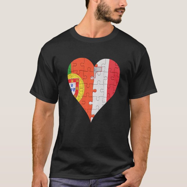 Portuguese Maltese Flag Heart T-Shirt (Front)