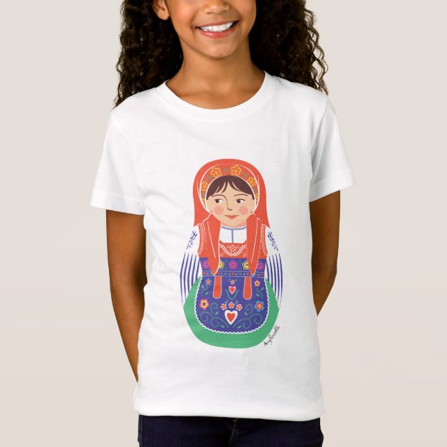 Portuguese Matryoshka Girls' T-Shirt (Front)