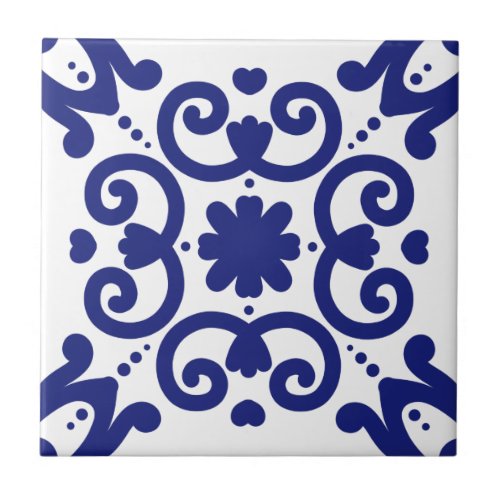 Portuguese Mediterranean Blue White Stylish Ceramic Tile