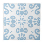 Portuguese Mediterranean Light Blue White 3 Ceramic Tile<br><div class="desc">Stylish Azulejo Portuguese Mediterranean style pattern ceramic tile light blue on a white background. Perfect for a fresh seaside feel interior design or backsplash. Pattern version 3.</div>