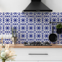 Portuguese Mediterranean Navy Blue White Azulejo