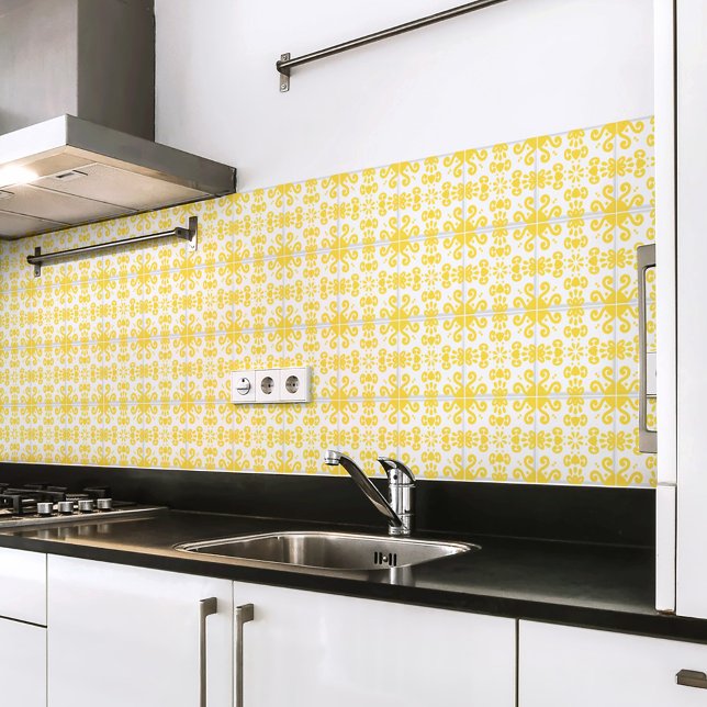 Portuguese Mediterranean Warm Yellow White 3 Ceramic Tile (Creator Uploaded)