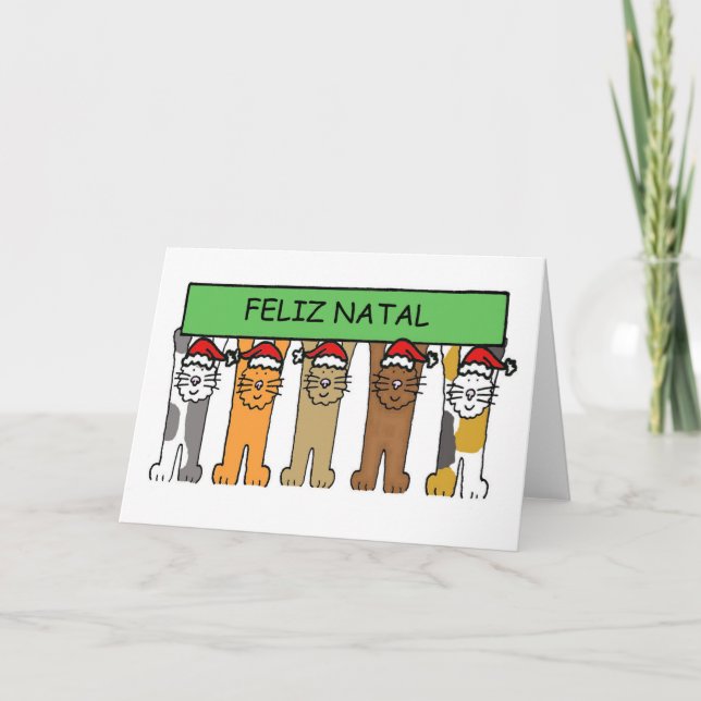 Portuguese Merry Christmas Feliz Natal Holiday Card (Front)