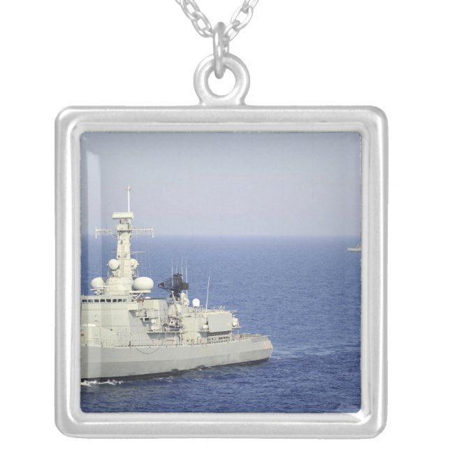 Portuguese navy frigate NRP Bartolomeu Dias Silver Plated Necklace (Front)