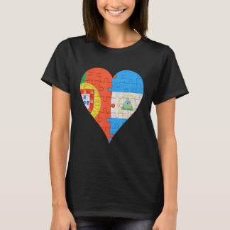 Portuguese Nicaraguan Flag Heart T-Shirt