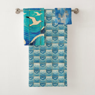 Portuguese Ocean Waves & Seagulls Towel Set – Coas
