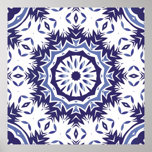 Portuguese ornamental azulejo ceramic. Minimal des Poster (Front)