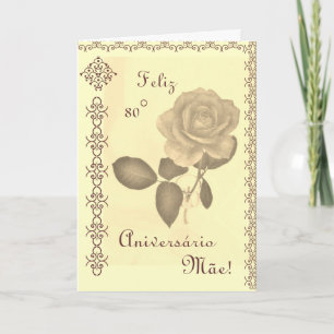 Portuguese: Parabéns mãe / Mom's 80th birthday Card