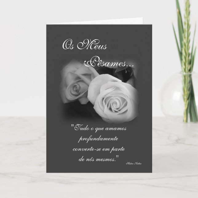 Portuguese: Pesames in black and white Card (Front)