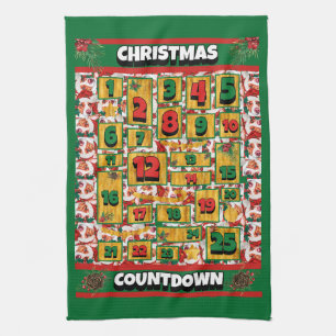Portuguese Podengo Countdown Christmas Advent Dog Kitchen Towel