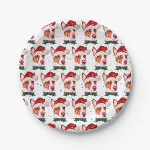 Portuguese Podengo Dog Breed Christmas Stars Paper Plates