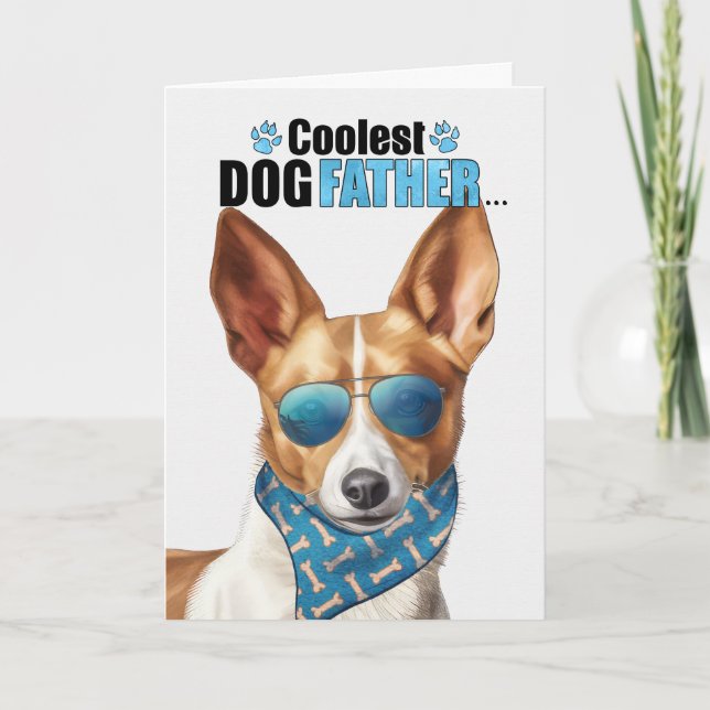 Portuguese Podengo Dog Coolest Dad Father's Day Holiday Card (Front)