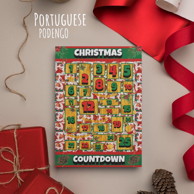 Portuguese Podengo Dog Countdown Christmas Advent Holiday Card (Creator Uploaded)