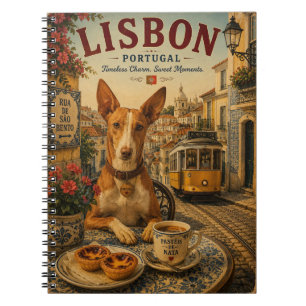 Portuguese Podengo in Lisbon Vintage Travel Art Notebook