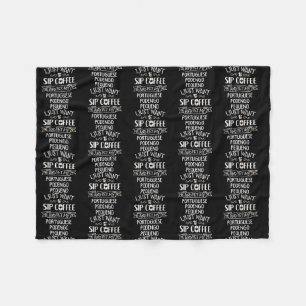 Portuguese Podengo Pequeno Gift Sip Coffee Pet M  Fleece Blanket