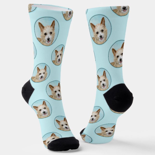 Portuguese Podengo Pequeno Painting Original Art Socks (Angled)