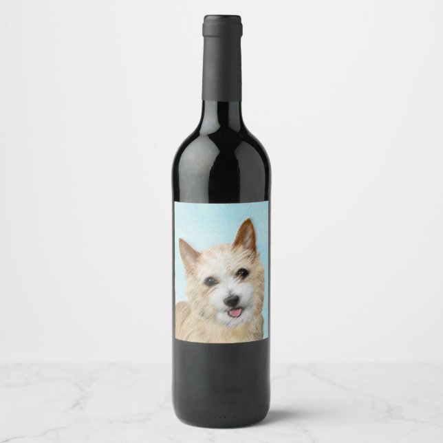 Portuguese Podengo Pequeno Painting - Original Art Wine Label (Front)