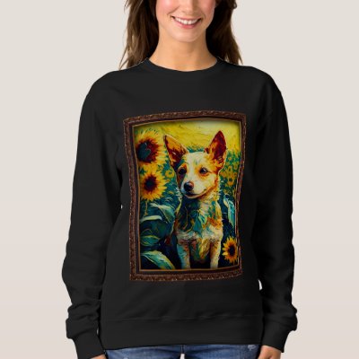 Portuguese Podengo Pequeno Painting Sunflower Flow Sweatshirt