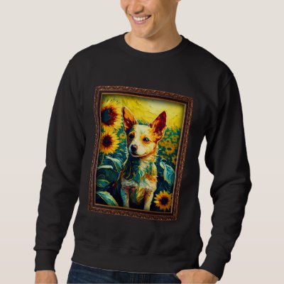 Portuguese Podengo Pequeno Painting Sunflower Flow Sweatshirt
